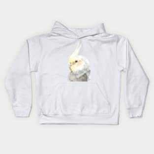 cockatiel watercolor portrait Kids Hoodie